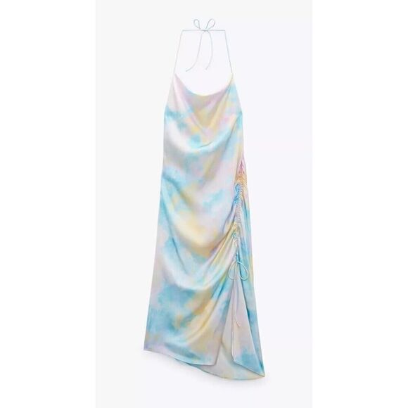 New with tags Zara Tie Dye Slip Midi Dress With Slit Multicolor 3525/456 aize M - Picture 10 of 16